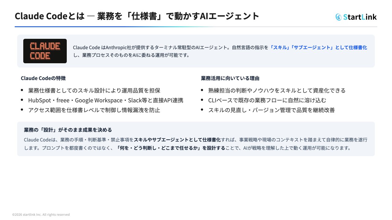 Claude Codeによる業務支援の説明