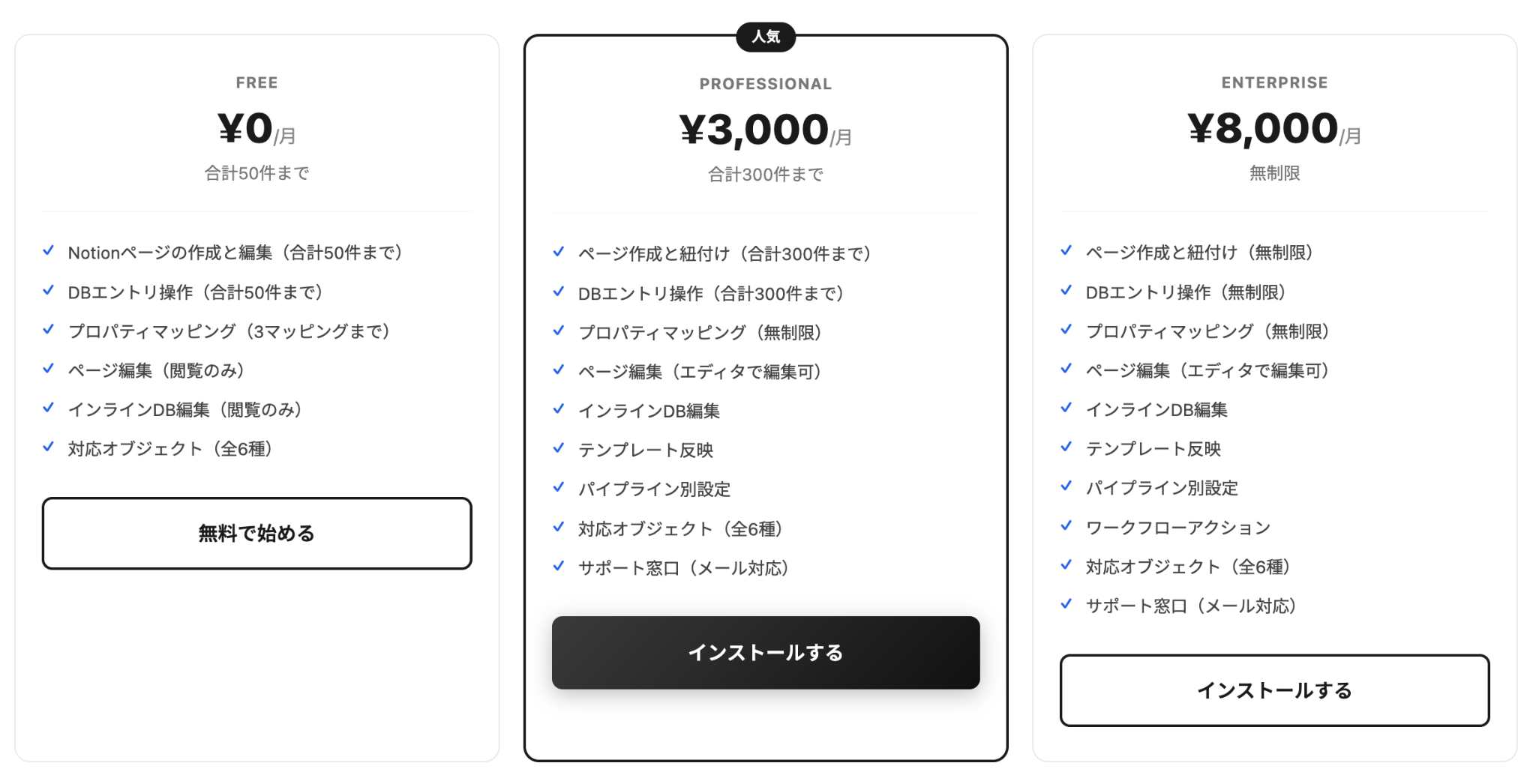 サブスクリプションプラン比較表
