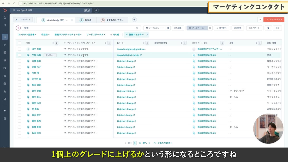 マーケティングコンタクトステータスの管理