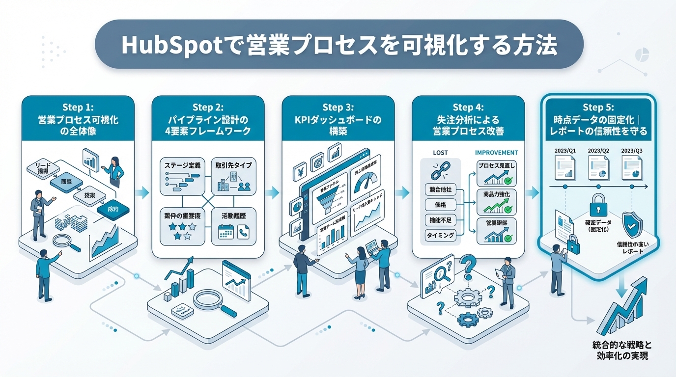 HubSpot取引パイプラインボード画面