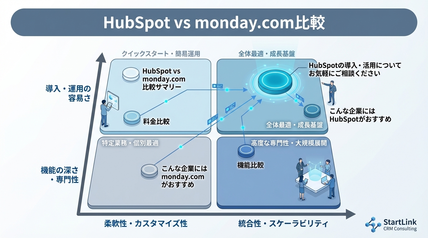 HubSpot vs monday.com比較｜CRM×プロジェクト管理の最適解