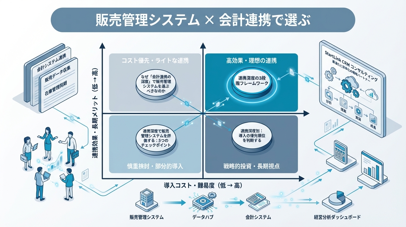 販売管理システム × 会計連携で選ぶ｜主要会計ソフトとの連携深度で比較する