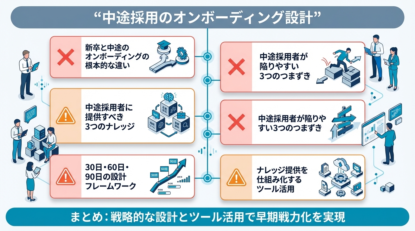 中途採用のオンボーディング設計｜即戦力化を加速するナレッジ提供の仕組みと注意点