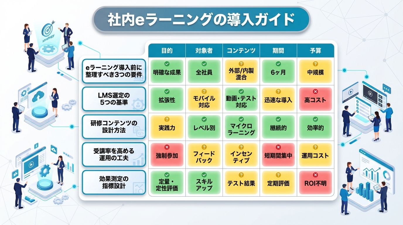 社内eラーニングの導入ガイド｜LMS選定から研修コンテンツ設計・効果測定までの進め方