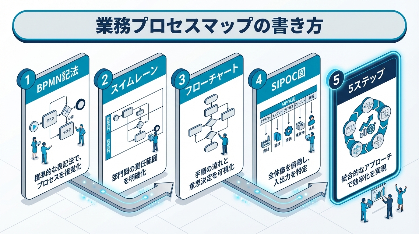 業務プロセスマップの書き方｜現状把握からTo-Be設計までの実践ガイド