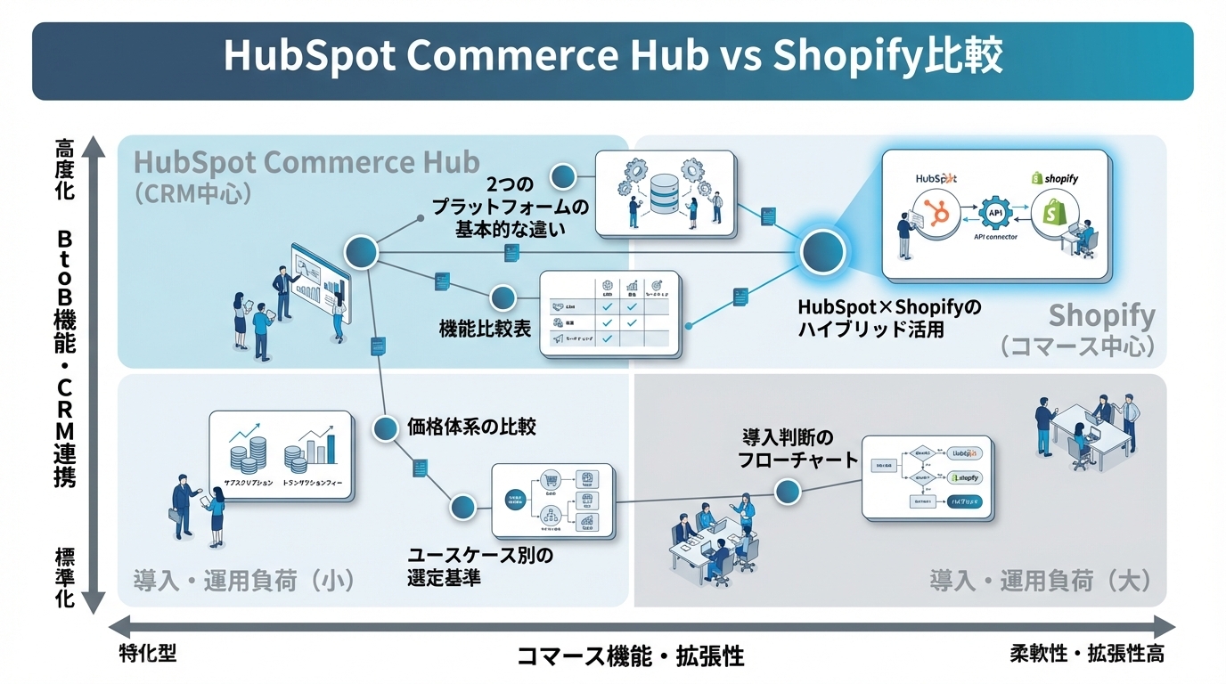 HubSpot Commerce Hub vs Shopify比較｜BtoB向け決済・EC機能の選び方