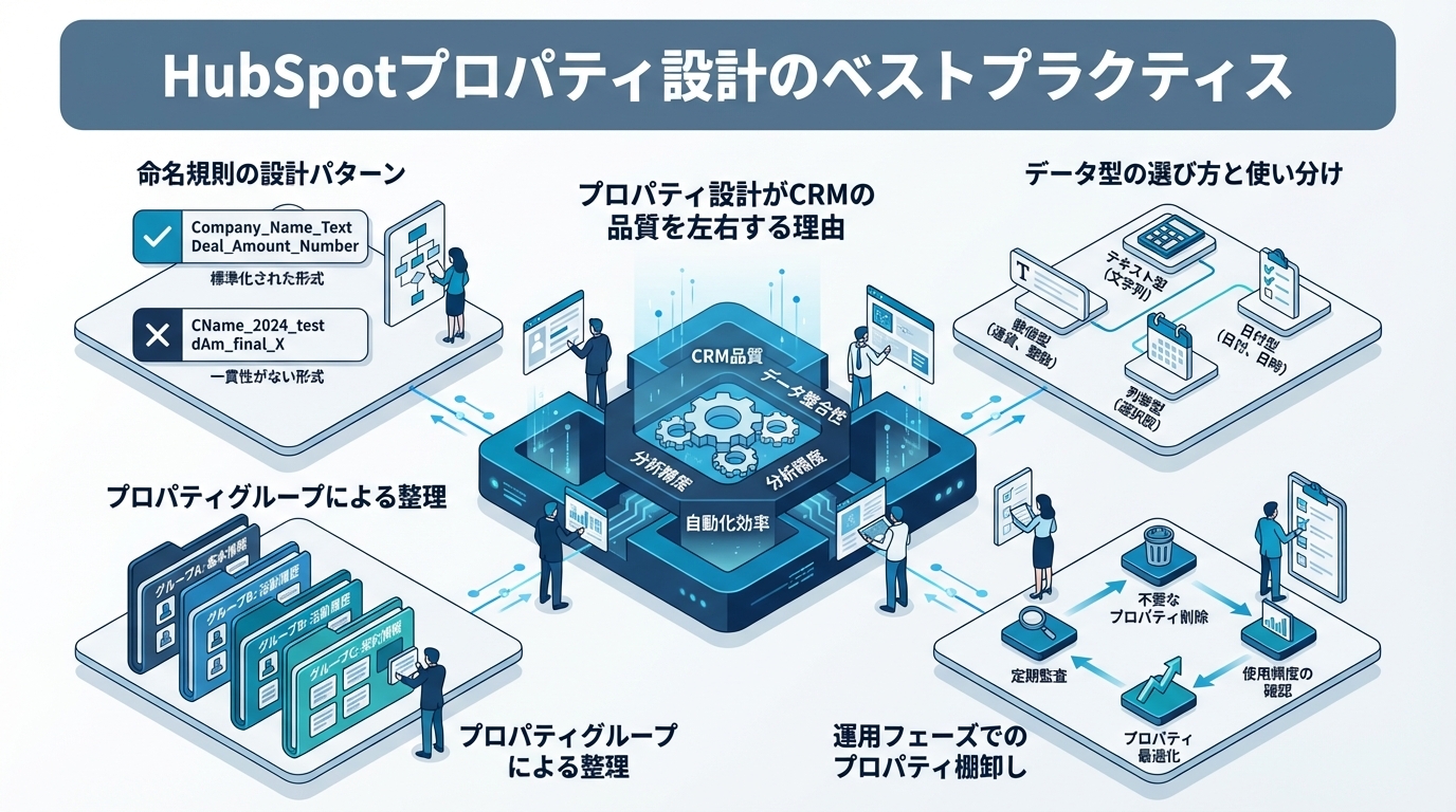 HubSpotプロパティ設計のベストプラクティス｜命名規則・データ型選択・グルーピングの指針