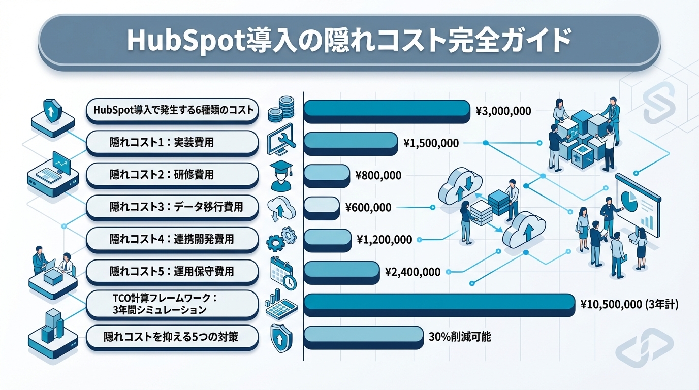 HubSpot導入の隠れコスト完全ガイド｜実装費・研修費・連携費用を含むTCO計算