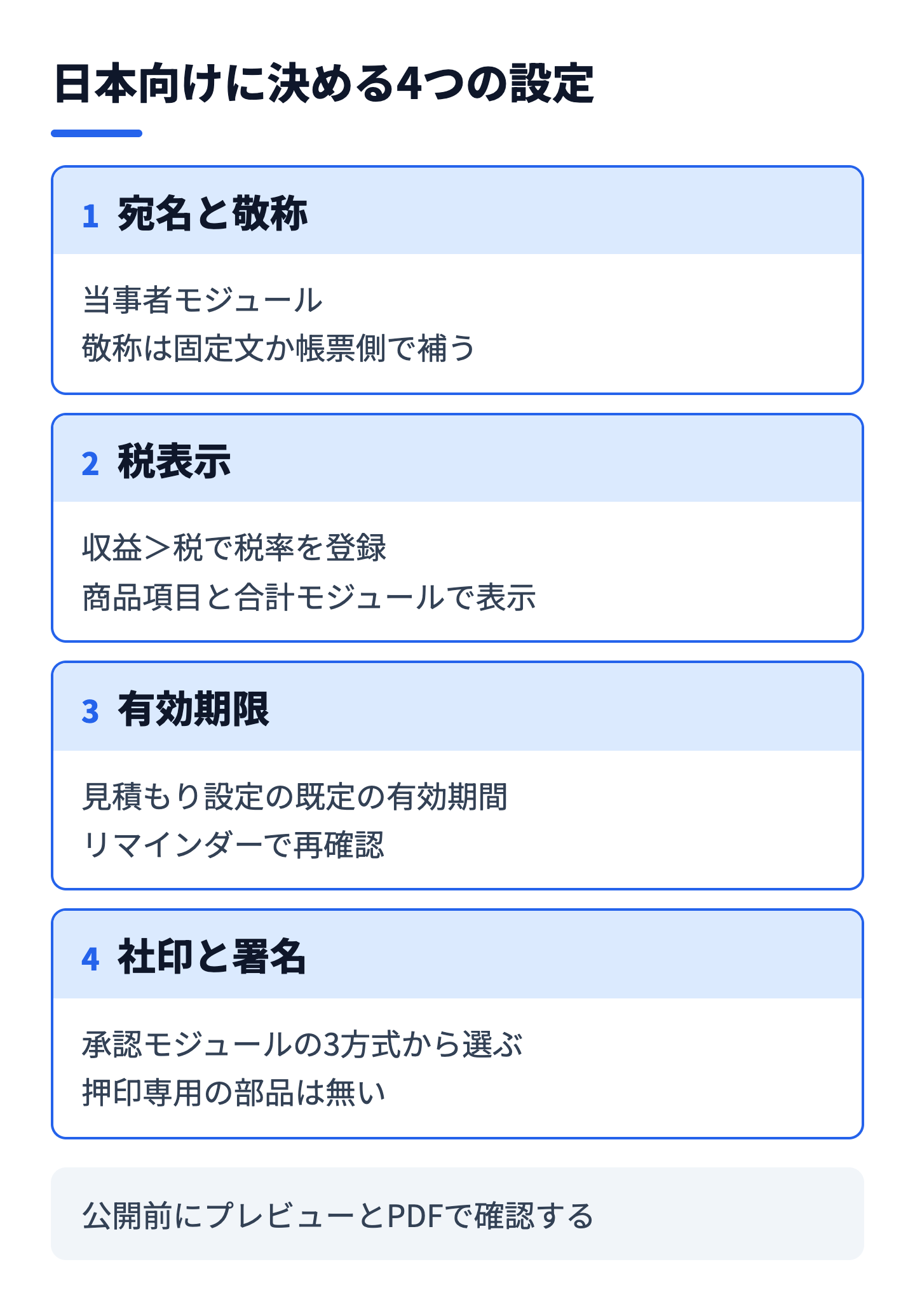 見積もりテンプレートで日本向けに決める4つの設定と置き場所