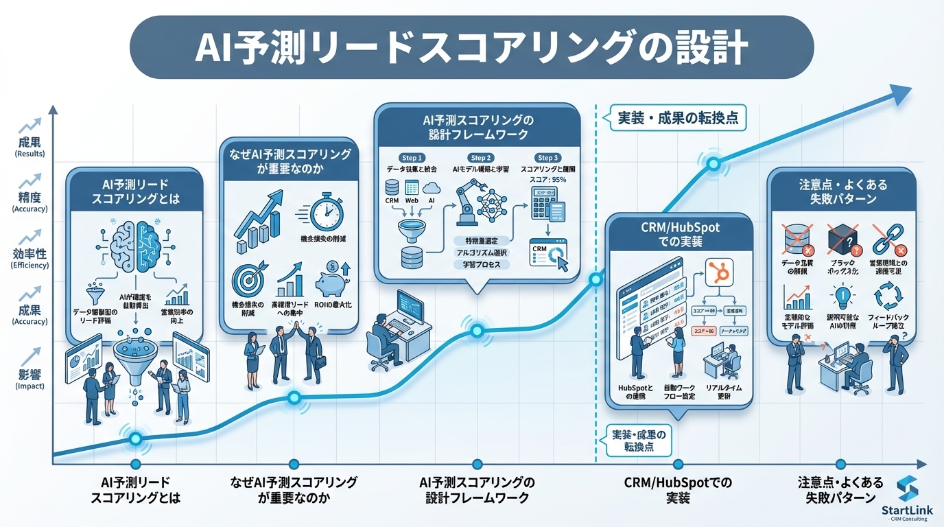 AI予測リードスコアリングの設計｜CRMデータから商談確度を自動判定する仕組み