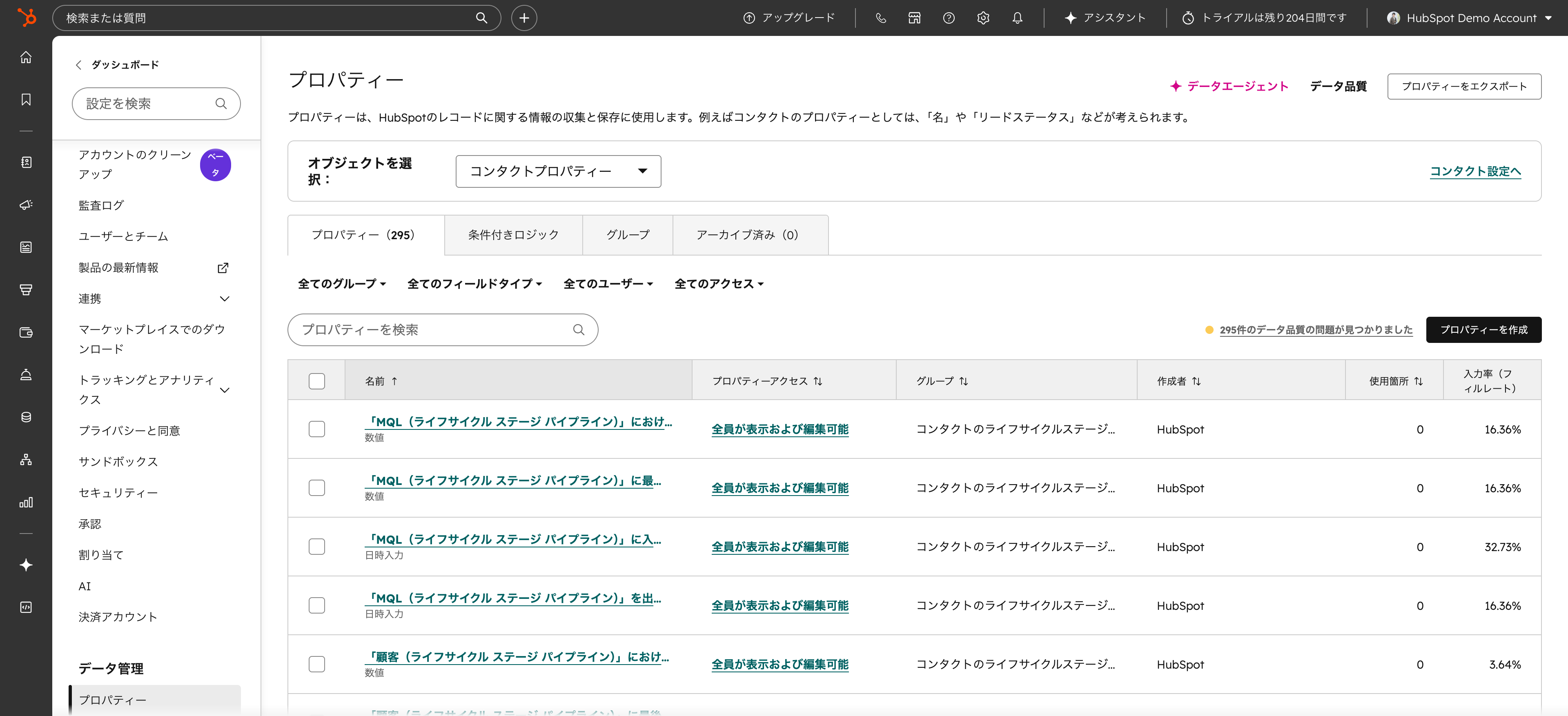 HubSpotダッシュボード・レポート画面